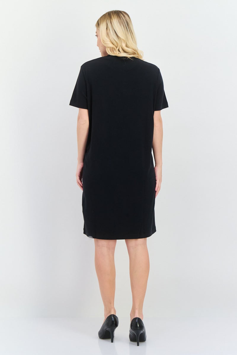 Lyle & Scott Women Brand Logo Casual Mini Dress, Black - Image 4