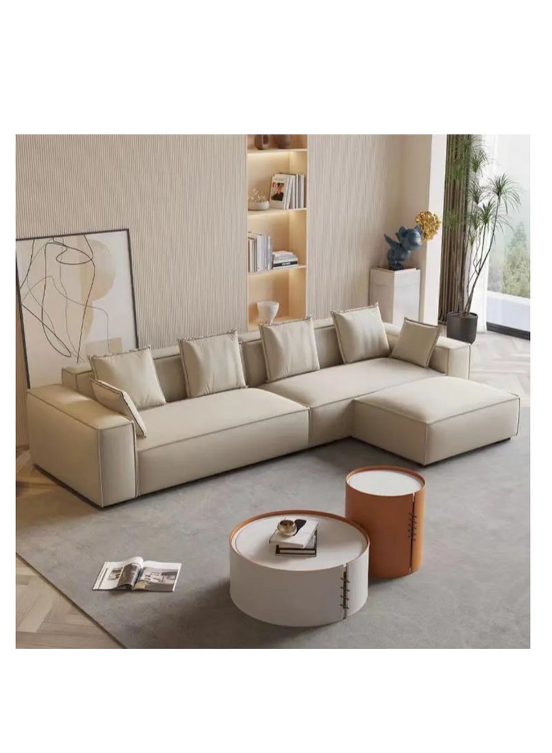 Ripple FURNITURE Luxury Modern Design Home Furniture Sofa L Shape Sofa Velvet Sofa Set Furniture 5 Seater Begie  360X98X70  - Image 1
