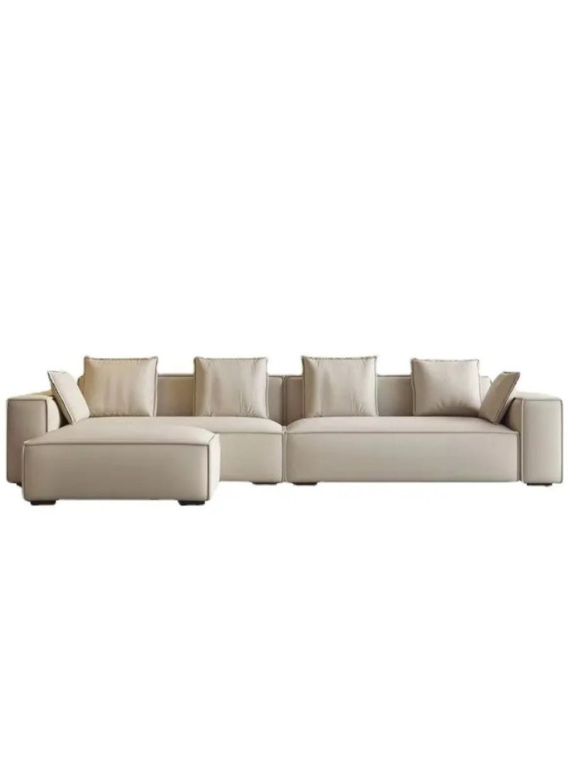 Ripple FURNITURE Luxury Modern Design Home Furniture Sofa L Shape Sofa Velvet Sofa Set Furniture 5 Seater Begie  360X98X70  - Image 3