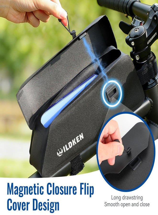 WILDKEN Top Tube Bike Bag, 1.2L Waterproof IPX4 Bike Frame Bag with Magnetic Flap, Bike Rack Bag Top Tube Bag Bolt on or Strap Fixation, Storage Tube Pouch, Tool Storage Bag for MTB Gravel Road Bike - Image 2