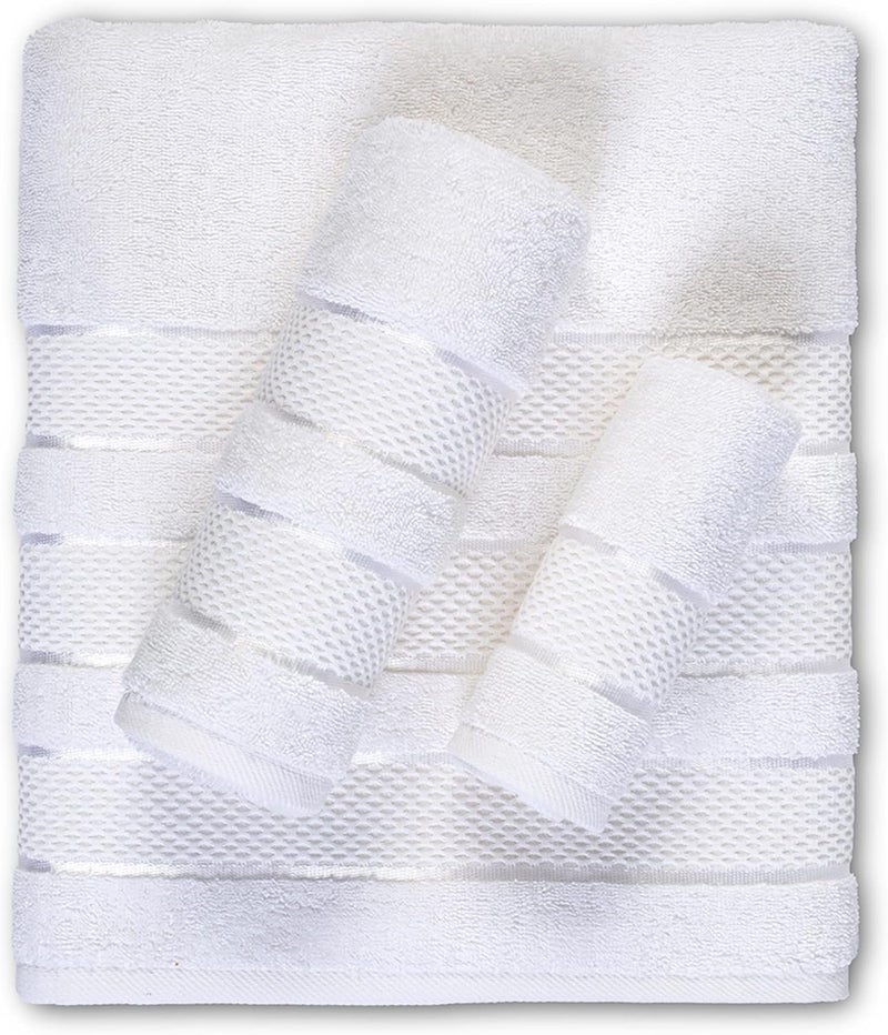 سافي بلس طقم مناشف مكون من 3 قطع فائقة النعومة والامتصاص بجودة فندقية فاخرة 100% قطن ممشط، منشفة حمام واحدة، منشفة يد واحدة، منشفة واحدة - أبيض ساطع - Image 2