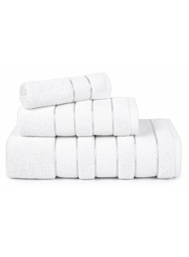 Safi Plus 3 Piece Towel Set Super Soft & Absorbent Luxury Hotel Quality 100% Combed Cotton, 1 Bath Towel, 1 Hand Towel, 1 Washcloth - Bright White - Image 1