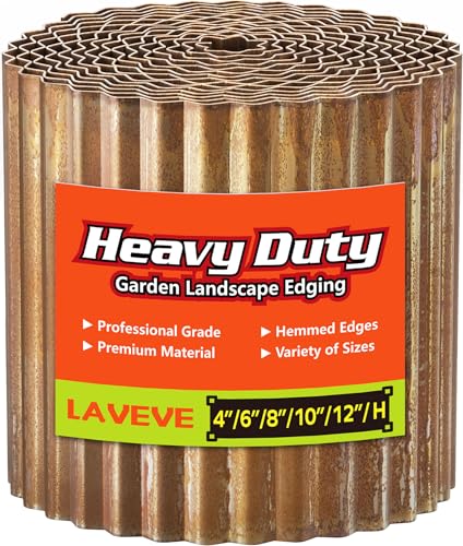 LAVEVE Corrugated Metal Garden Edging 6" x 40Ft, Landscape Edging Border for Lawn, Flower Bed, Garden Fence, Paver Edging (Real Rusted) - Image 1