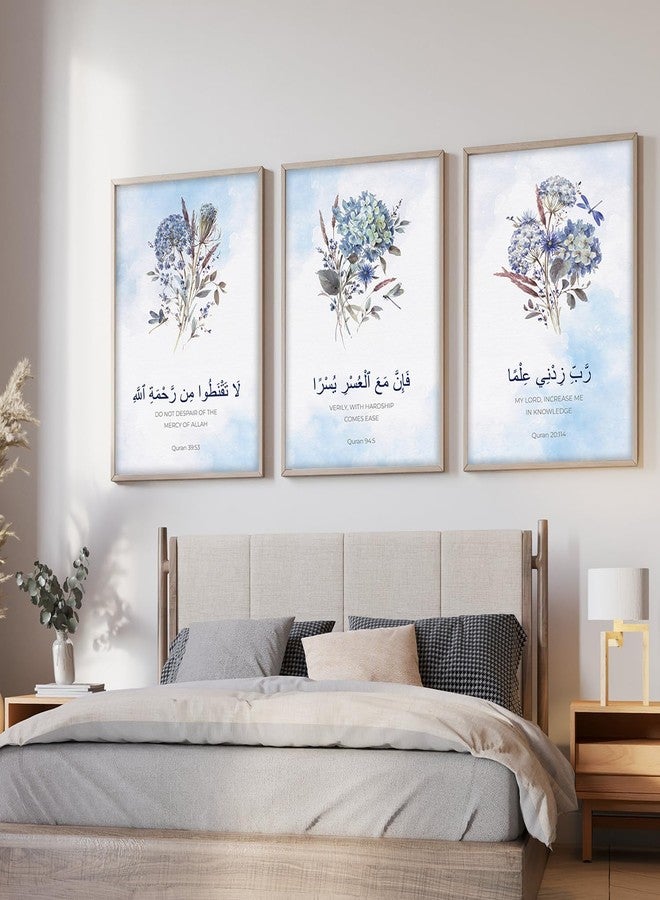 ARTELLY Islamic Wall Painting for Wall Decoration, Set of 3, Arabic Calligraphy Ayatal Kursi, Living Room Bedroom Office Ramadan Decor (Art 2, 13x19 inch) - Image 3