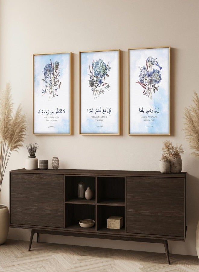 ARTELLY Islamic Wall Painting for Wall Decoration, Set of 3, Arabic Calligraphy Ayatal Kursi, Living Room Bedroom Office Ramadan Decor (Art 2, 13x19 inch) - Image 4