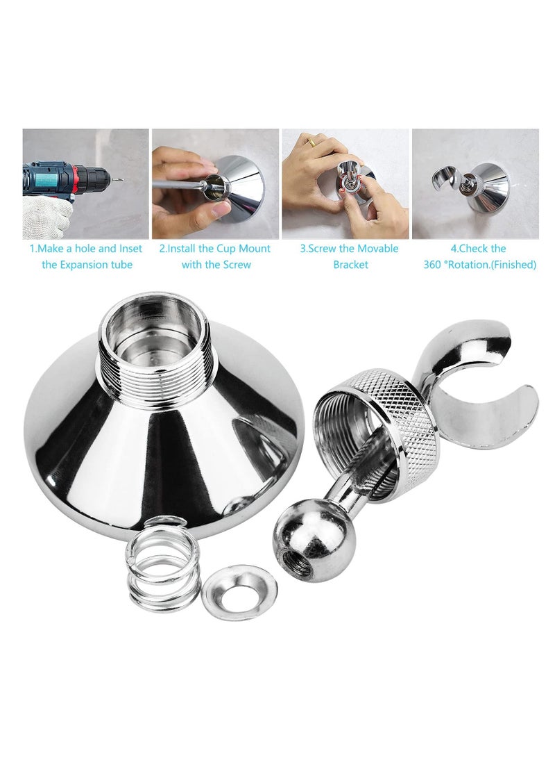 Shower Head Holder, Adjustable Removable Shower Wall Bracket Zinc Alloy Bathroom Shower Wand Wall Mounted Bracket with Screw for Standard Handheld Shower Hose  - Image 3