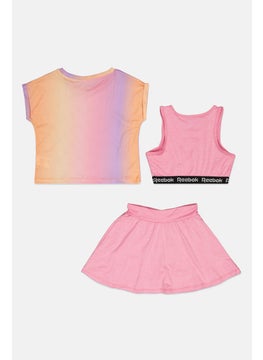 Reebok Kids Girl 3 Piece Ombre Printed Training Skirt Set, Pink  - Image 2