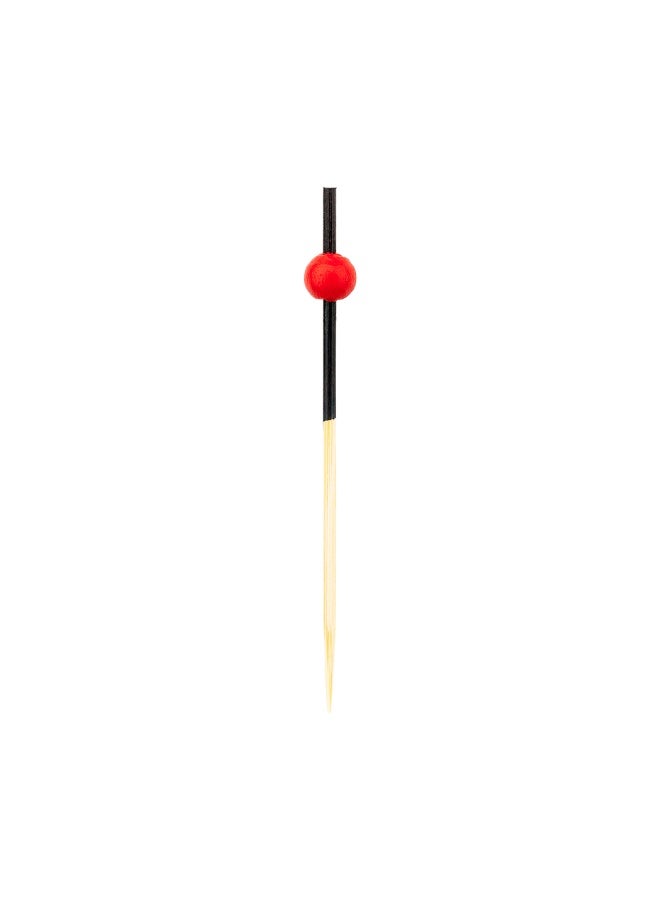 Restaurantware 2.5 Inch Decorative Skewers, 1000 Mini Ball Design Decorative Bamboo Skewers - Sharp Point, Sturdy, Black And Red Bamboo Decorative Picks, For Appetizers Or Garnishes - Image 1