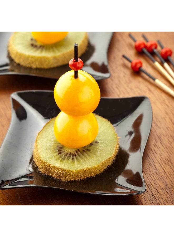 Restaurantware 2.5 Inch Decorative Skewers, 1000 Mini Ball Design Decorative Bamboo Skewers - Sharp Point, Sturdy, Black And Red Bamboo Decorative Picks, For Appetizers Or Garnishes - Image 3