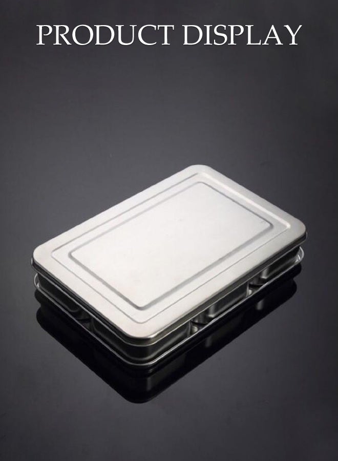 DUNISO 6-Grid Square Stainless Steel Spice Box, Kitchen Masala Spice Box, Moisture-Proof With Lid - Image 4