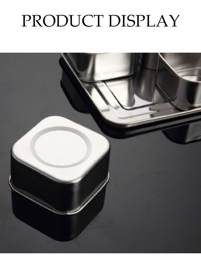 DUNISO 6-Grid Square Stainless Steel Spice Box, Kitchen Masala Spice Box, Moisture-Proof With Lid - Image 5