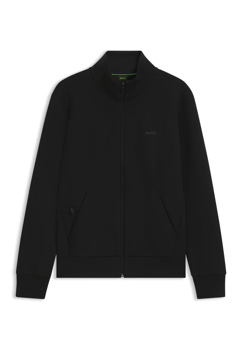 BOSS Zip-up sweatshirt in stretch cotton with logo print