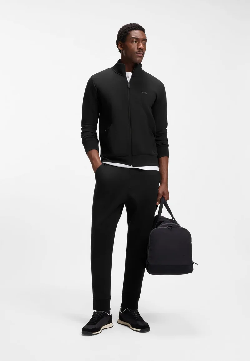 BOSS Zip-up sweatshirt in stretch cotton with logo print