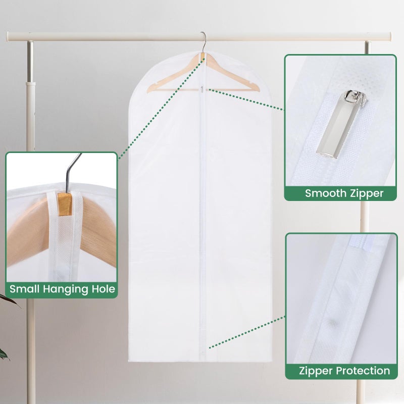 Carbrea 12 Pack Garment Bags for Hanging Clothes - Translucent Dress Bag for Closet Wardrobe Storage Travel - 24" x 49" - Image 4
