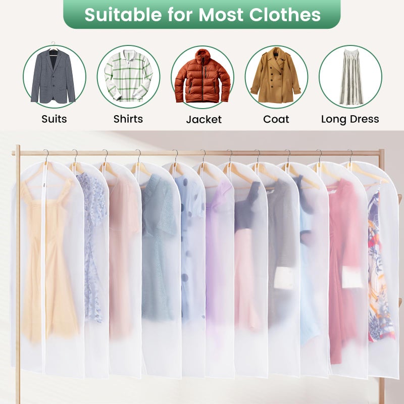 Carbrea 12 Pack Garment Bags for Hanging Clothes - Translucent Dress Bag for Closet Wardrobe Storage Travel - 24" x 49" - Image 3