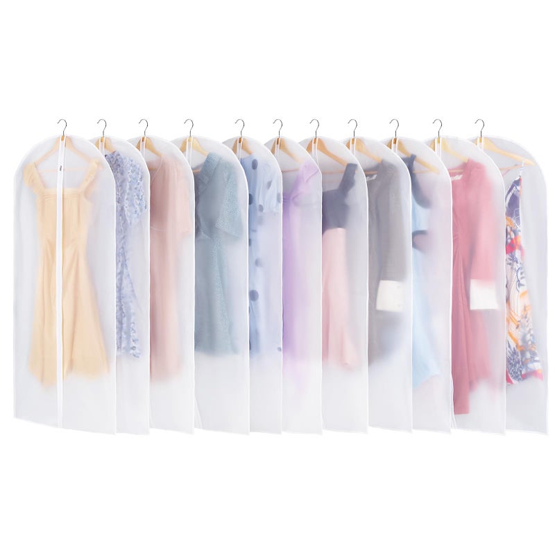 Carbrea 12 Pack Garment Bags for Hanging Clothes - Translucent Dress Bag for Closet Wardrobe Storage Travel - 24" x 49" - Image 1