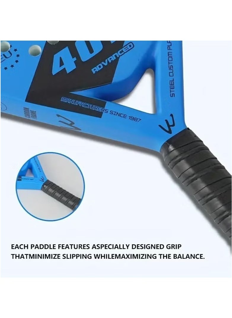 ماركة غير محددة - Elite Paddle Racket مع مضرب تنس بادل عالي الجودة موديل 4015 على شكل ماسي مصنوع من ألياف الكربون بالكامل مع غطاء حقيبة (متعدد اللون) - Image 1