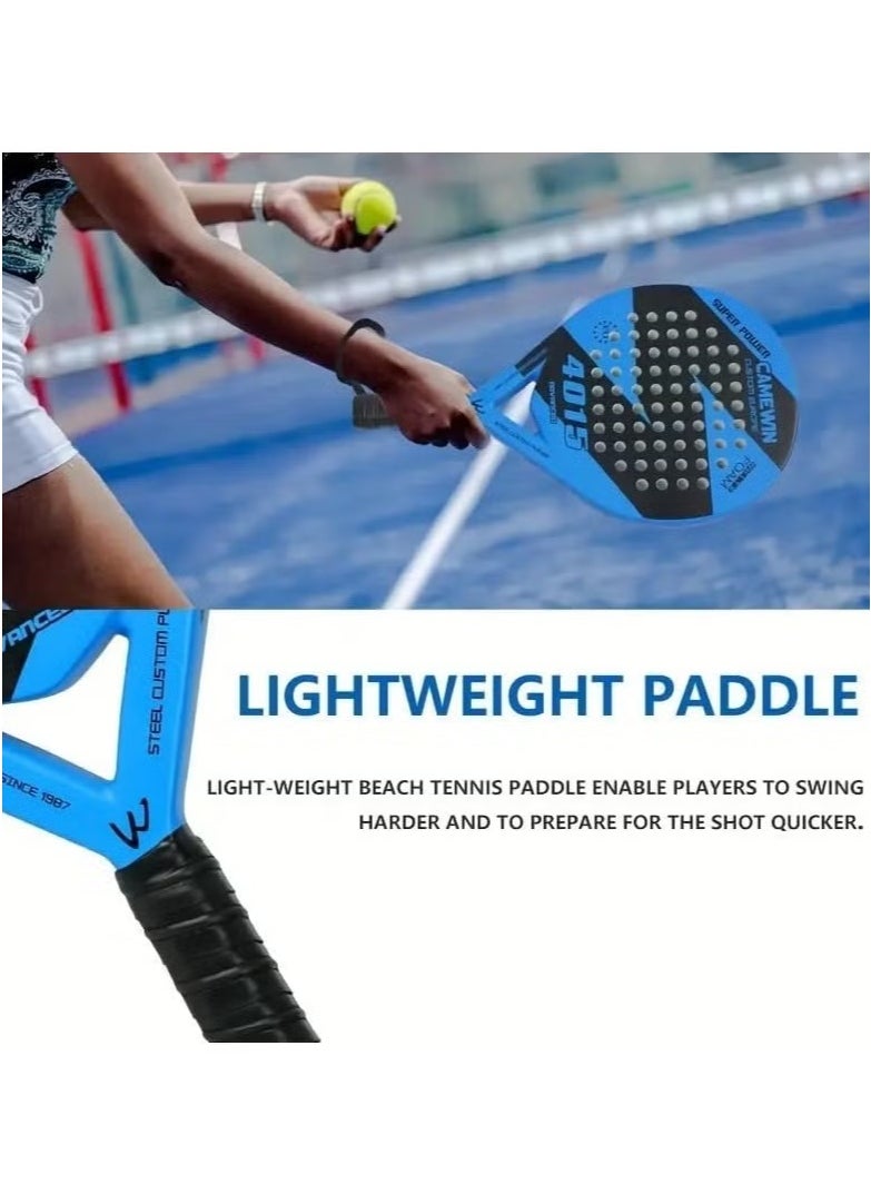 ماركة غير محددة - Elite Paddle Racket مع مضرب تنس بادل عالي الجودة موديل 4015 على شكل ماسي مصنوع من ألياف الكربون بالكامل مع غطاء حقيبة (متعدد اللون) - Image 1
