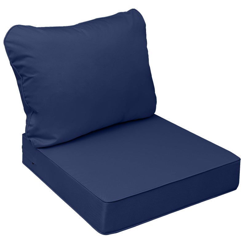 AAAAAcessories Outdoor Seat Cushions for Chairs, Fade-Resistant, Waterproof Patio Furniture Replacement Cushions, 23.5" x 25.5" x 5" + 23.5" x 19", Navy Blue - Image 1