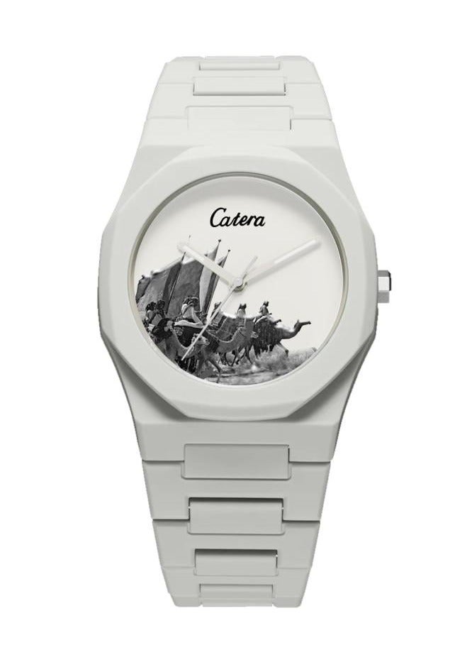 كاتيرا ساعة يد رجالية اوريون من كاتيرا بجودة عالية وضد الماء, سوار أبيض كربون