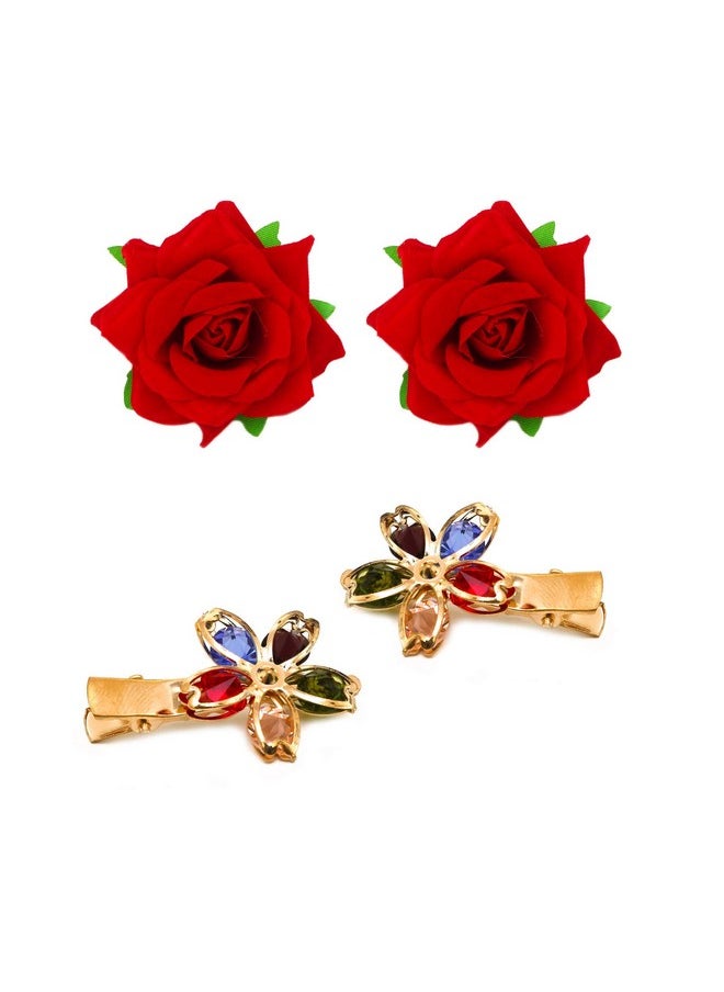 Rapidsflow - Rapidsflow® Hair Clips For Women/Flower Clips For Women/Hair Accessories For Women And Girls Set Of 4 Pc - Image 1