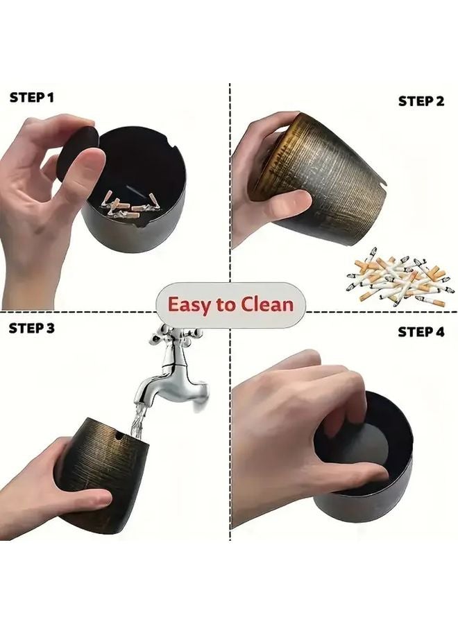 مطفأة سجائر معدنية على الطراز الرجعي مقاومة للرياح بغطاء مقاوم للمطر والانزلاق للاستخدام في الهواء الطلق - Image 3