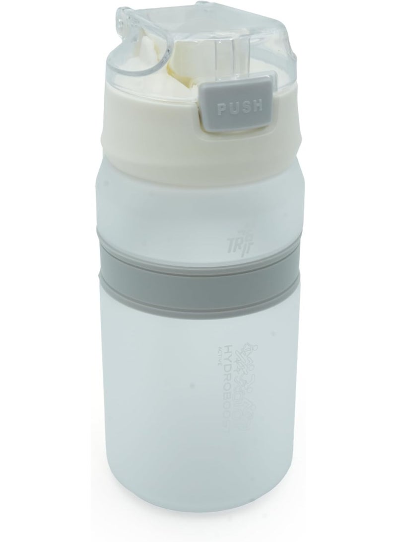 TR6 Hydra Boost Active Frosted 550ml BPA Free Tritan Bottle with  Straw, Lockable Flip Lid Leakproof, Lightweight & Stylish Ideal for Gym, Work, School & Outdoor Use (White) - Image 1