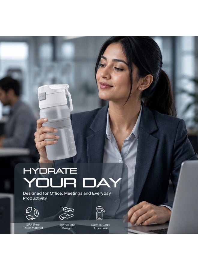 TR6 زجاجة TR6 Hydra Boost Active Frosted سعة 550 مل خالية من مادة BPA مع شفاطة وغطاء قابل للقفل ومضاد للتسرب وخفيفة الوزن وأنيقة ومثالية للصالة الرياضية والعمل والمدرسة والاستخدام في الهواء الطلق (أبيض) - Image 2