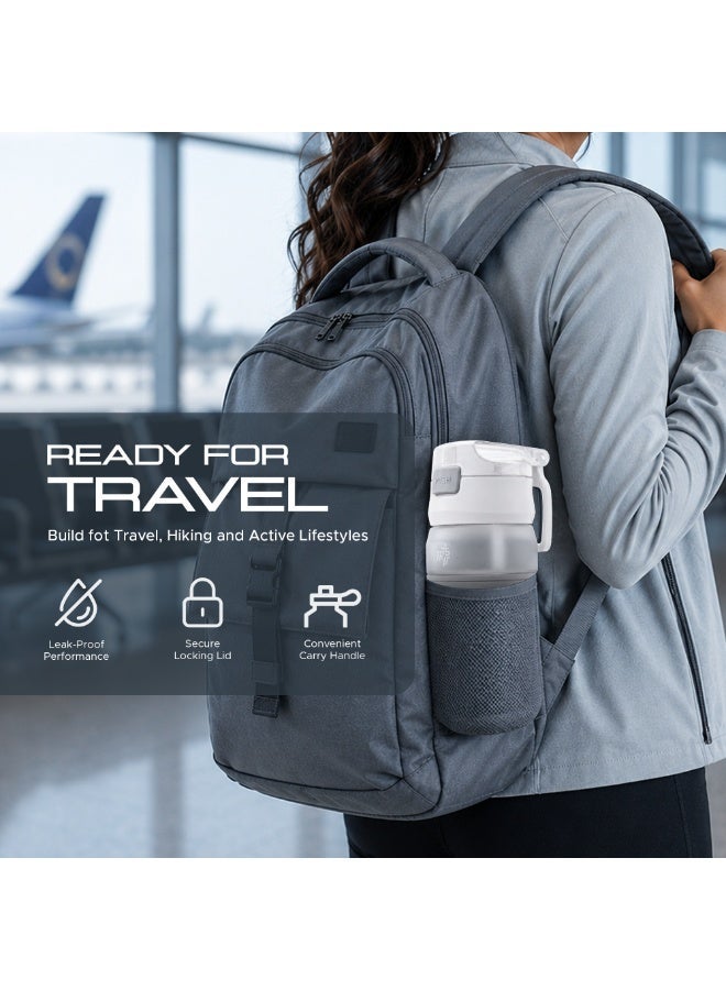 TR6 زجاجة TR6 Hydra Boost Active Frosted سعة 550 مل خالية من مادة BPA مع شفاطة وغطاء قابل للقفل ومضاد للتسرب وخفيفة الوزن وأنيقة ومثالية للصالة الرياضية والعمل والمدرسة والاستخدام في الهواء الطلق (أبيض) - Image 3