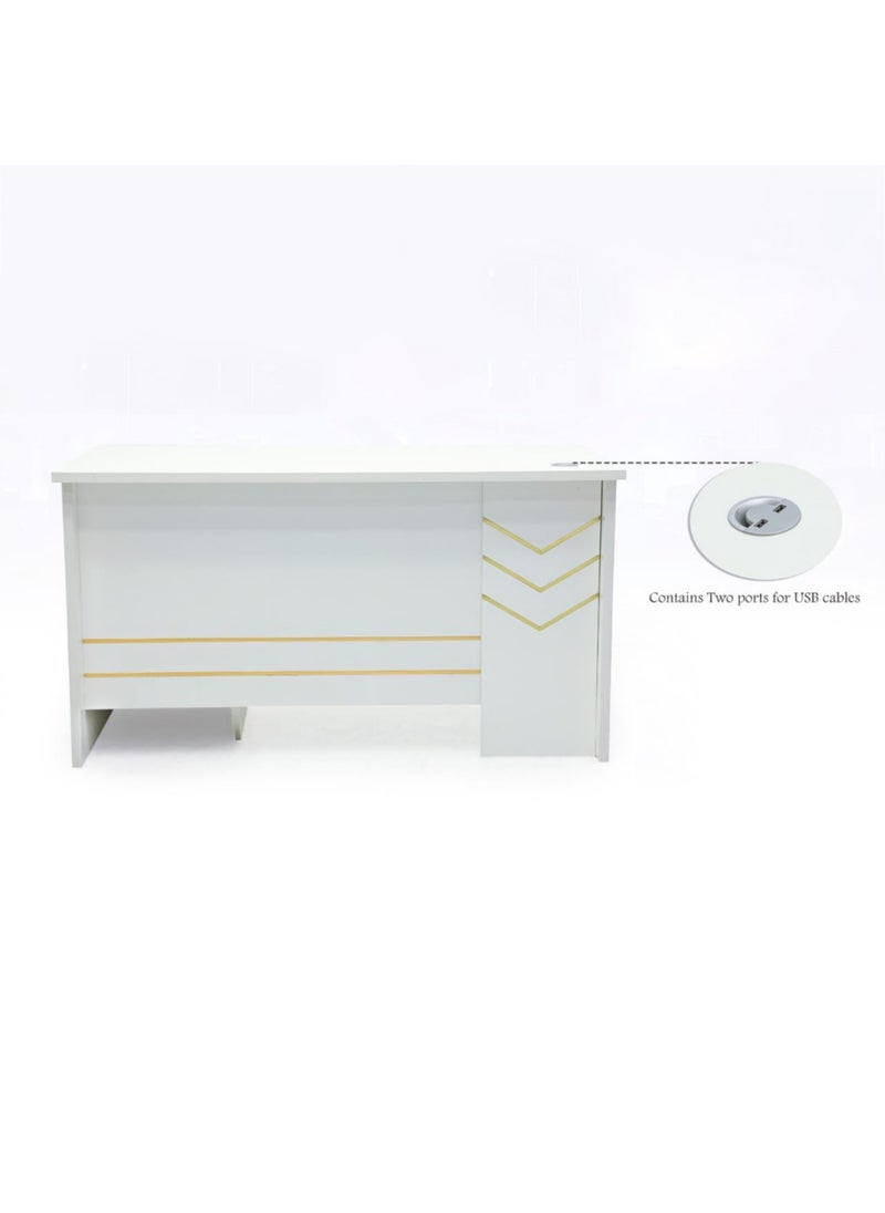 KARNAK - Exclusive Collection of Ultra-Modern Wooden Executive Desks with Locker Drawers – White, 140cm - Image 1