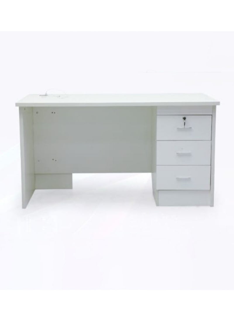 KARNAK - Exclusive Collection of Ultra-Modern Wooden Executive Desks with Locker Drawers – White, 140cm - Image 1