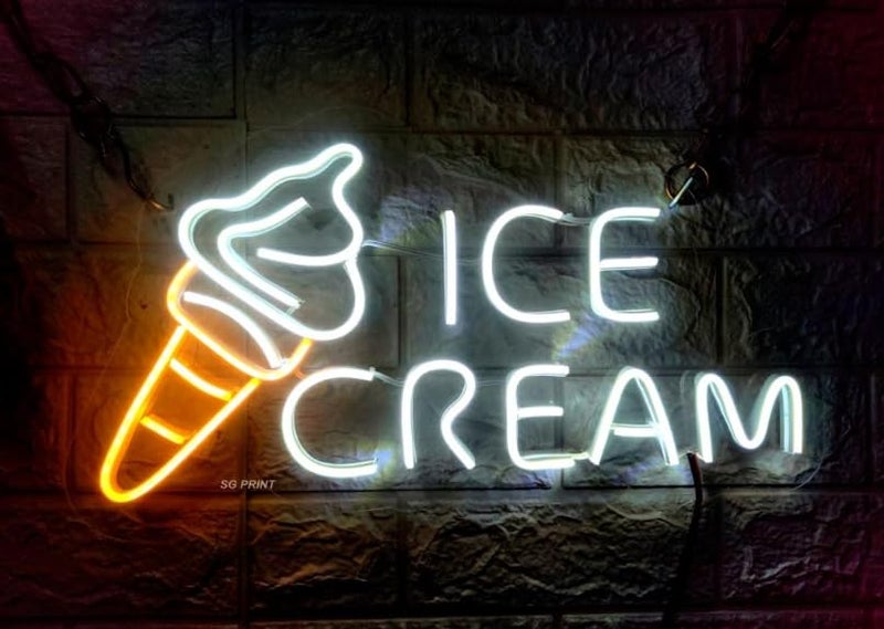 Luxury Sign India LUXURY SIGN INDIA Ice Cream Neon Sign for Ice Cream Shop Wall DecorIce Cream Neon SignBusiness Dessert LED light for BarPartyBedroom DecorationBirthday Christmas Gift12X18 WhiteWarm White  - Image 1