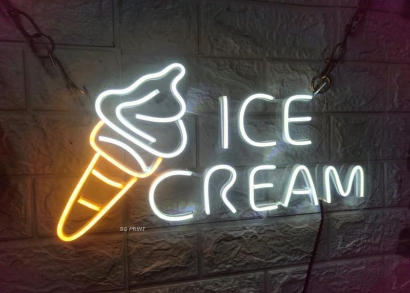 Luxury Sign India LUXURY SIGN INDIA Ice Cream Neon Sign for Ice Cream Shop Wall DecorIce Cream Neon SignBusiness Dessert LED light for BarPartyBedroom DecorationBirthday Christmas Gift12X18 WhiteWarm White  - Image 5