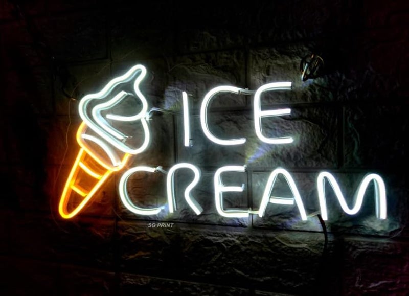 Luxury Sign India LUXURY SIGN INDIA Ice Cream Neon Sign for Ice Cream Shop Wall DecorIce Cream Neon SignBusiness Dessert LED light for BarPartyBedroom DecorationBirthday Christmas Gift12X18 WhiteWarm White  - Image 4