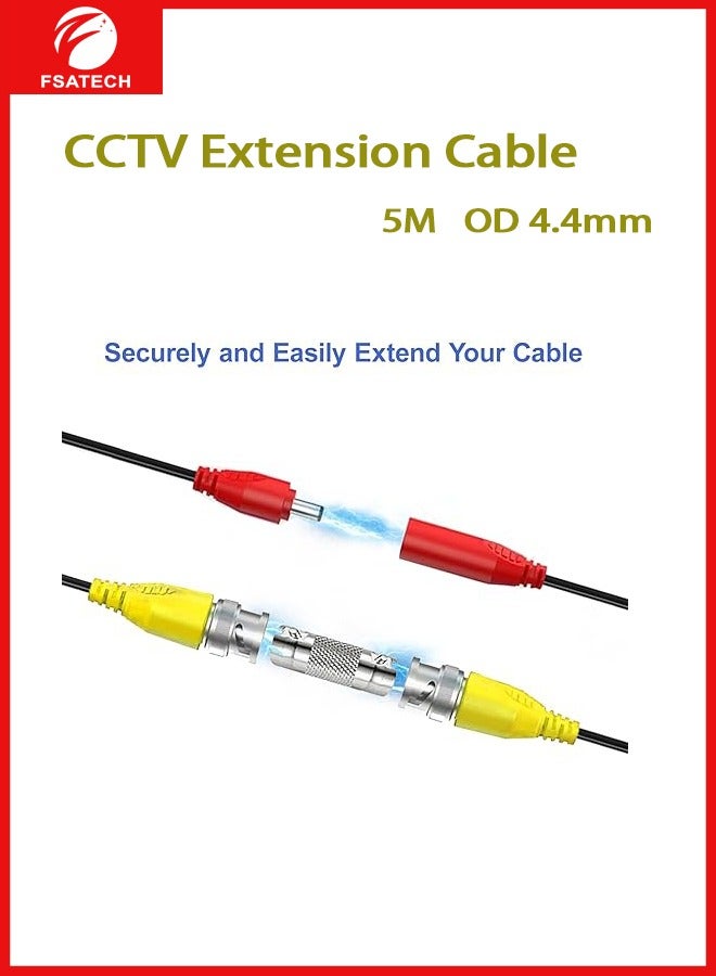 FSATECH 5m BNC Cable All-in-One Combo Video and Power Security Camera Cable Extension Wire Cord with 2 Connectors for All Max 8MP HD CCTV DVR Surveillance System ,outer diameter 4.4mm, 5M - Image 2