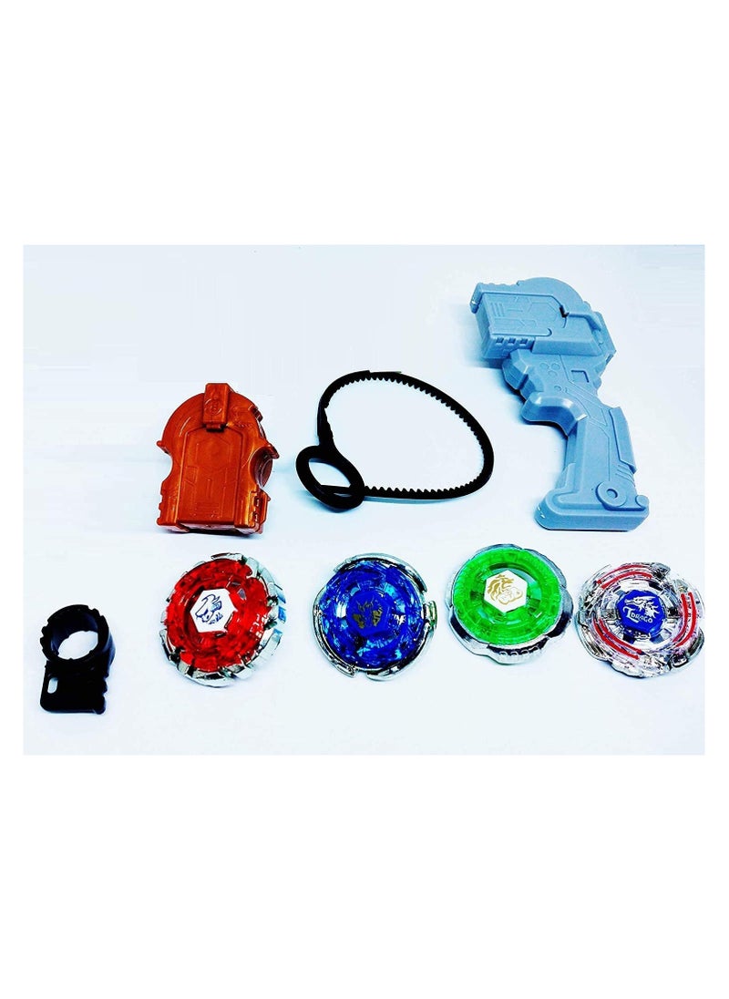 Bae-blade 4D 4 in 1 System Metal Fighters Fury with Metal Fight Ring and Handle Launcher Toy - Multicolor (Color May Vary)