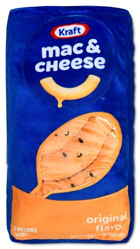iscream Kraft Macaroni & Cheese 10" x 17" Pillow Set with 4 Plushie Macaroni Mini Pillows - Original Package - Image 1