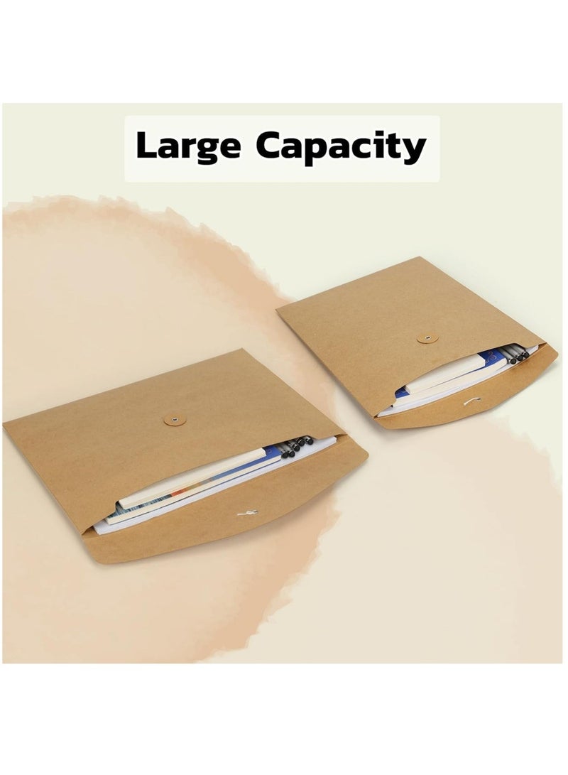 DAILYCHIC 10PCS A4 Envelopes Kraft Paper Folders,Kraft Paper File Folders Project Pockets Document Wallet Bag with String,Letter Size, Kraft File Folders for School Office Supplies  - Image 4