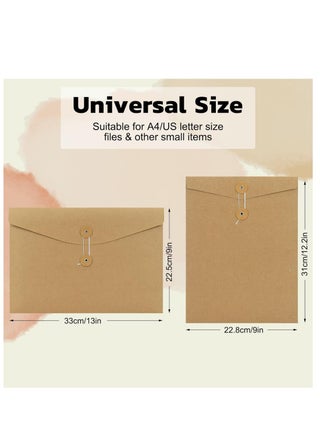 10PCS A4 Envelopes Kraft Paper Folders,Kraft Paper File Folders Project Pockets Document Wallet Bag with String,Letter Size, Kraft File Folders for School Office Supplies - view 2