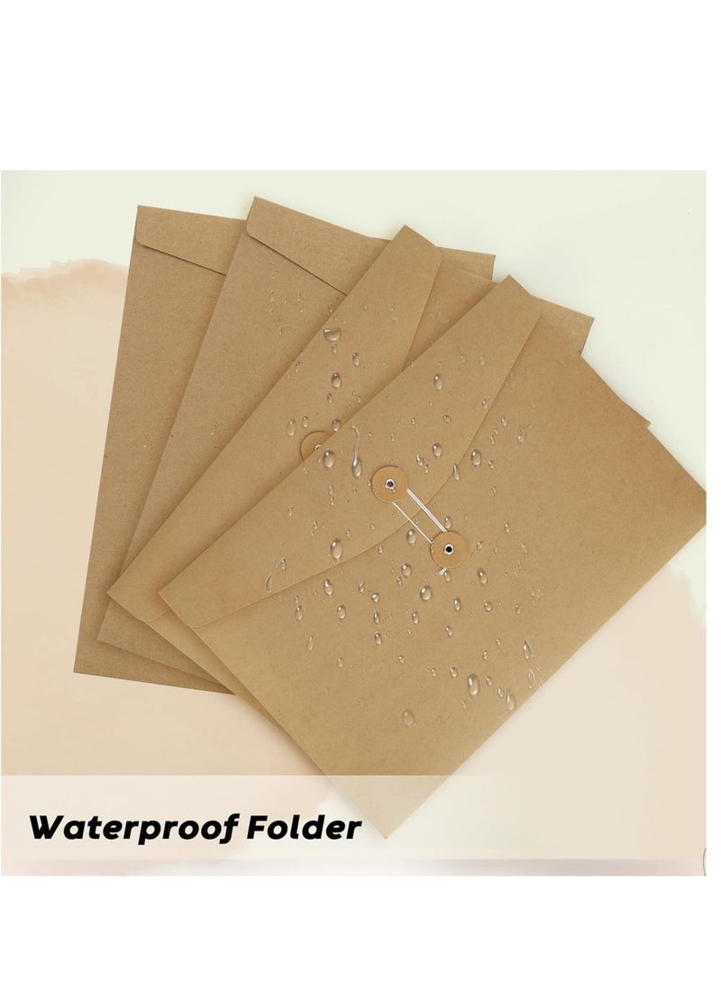 DAILYCHIC 10PCS A4 Envelopes Kraft Paper Folders,Kraft Paper File Folders Project Pockets Document Wallet Bag with String,Letter Size, Kraft File Folders for School Office Supplies  - Image 3