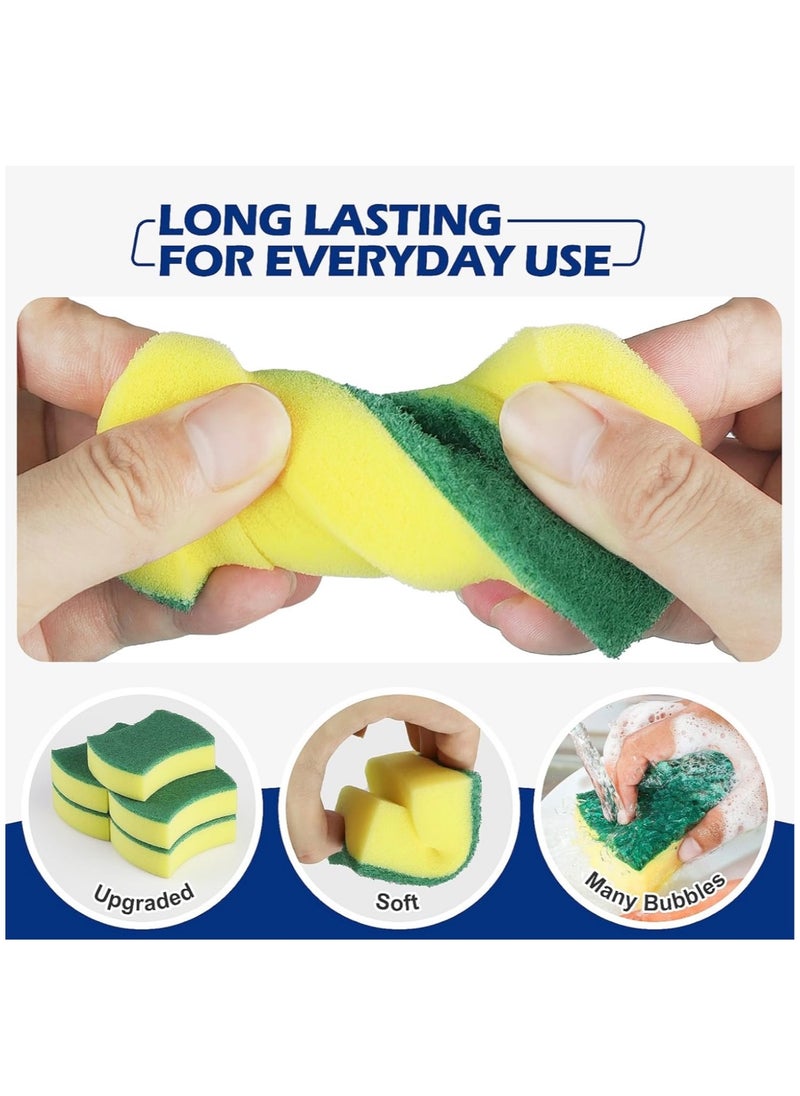 CleanWave - The Pure Effect 24-Pack Heavy-Duty Dishwashing Sponges – Double-Sided Scouring Pads for Kitchen & Household Cleaning – Non-Scratch, Super Absorbent & Durable Cleaning Supplies  - Image 2