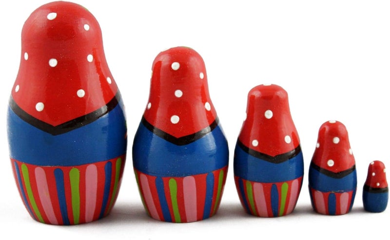 MATRYOSHKA&HANDICRAFT Nesting Dolls Classic Russian Ornament and Beautiful Chrysanthemum Set 5 pcs - Image 3