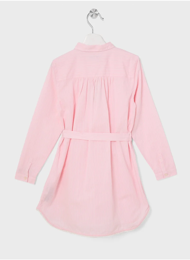 تومي هيلفيغر Youth Stripe Button Down Midi Dress