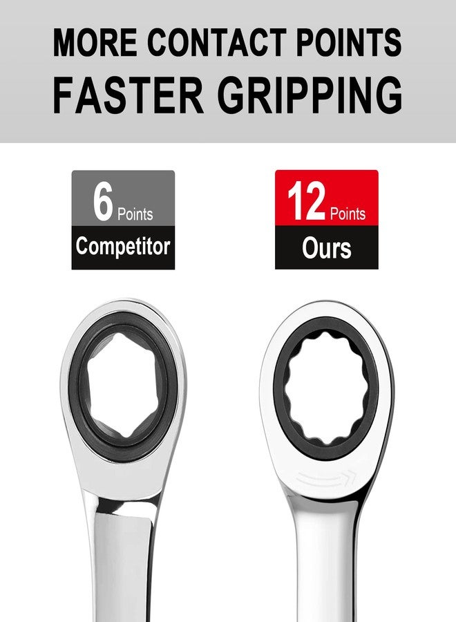 Jetech 11/16 inch Ratcheting Combination Wrench, Industrial Grade Gear Spanner with 12-Point Design, 72-Tooth Ratchet, Forged and Heat-Treated Cr-V Steel, SAE - Image 3