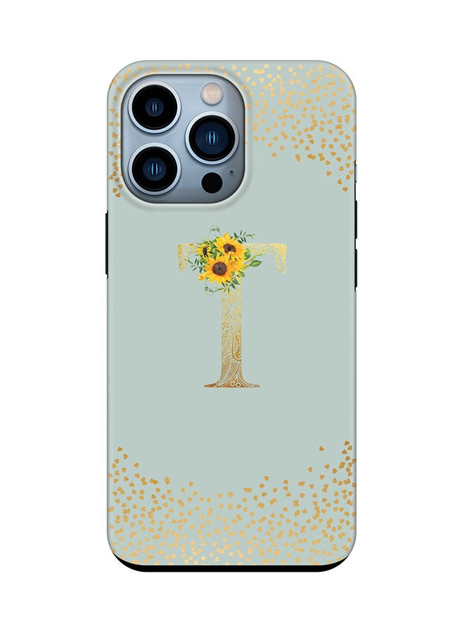 Stylizedd Monogram Tough Series for Apple iPhone 13 Pro Custom Initials Floral Mandala Pattern Tough Pro Dual Layer hybrid PC inner TPU protection Alphabet- T (Light Green) - Image 1