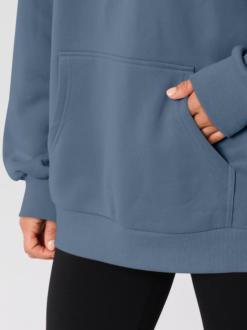 AUTOMET Womens Oversized Hoodies Fleece Trendy Sweatshirts 2026 Pullover Grey Blue L - Image 5