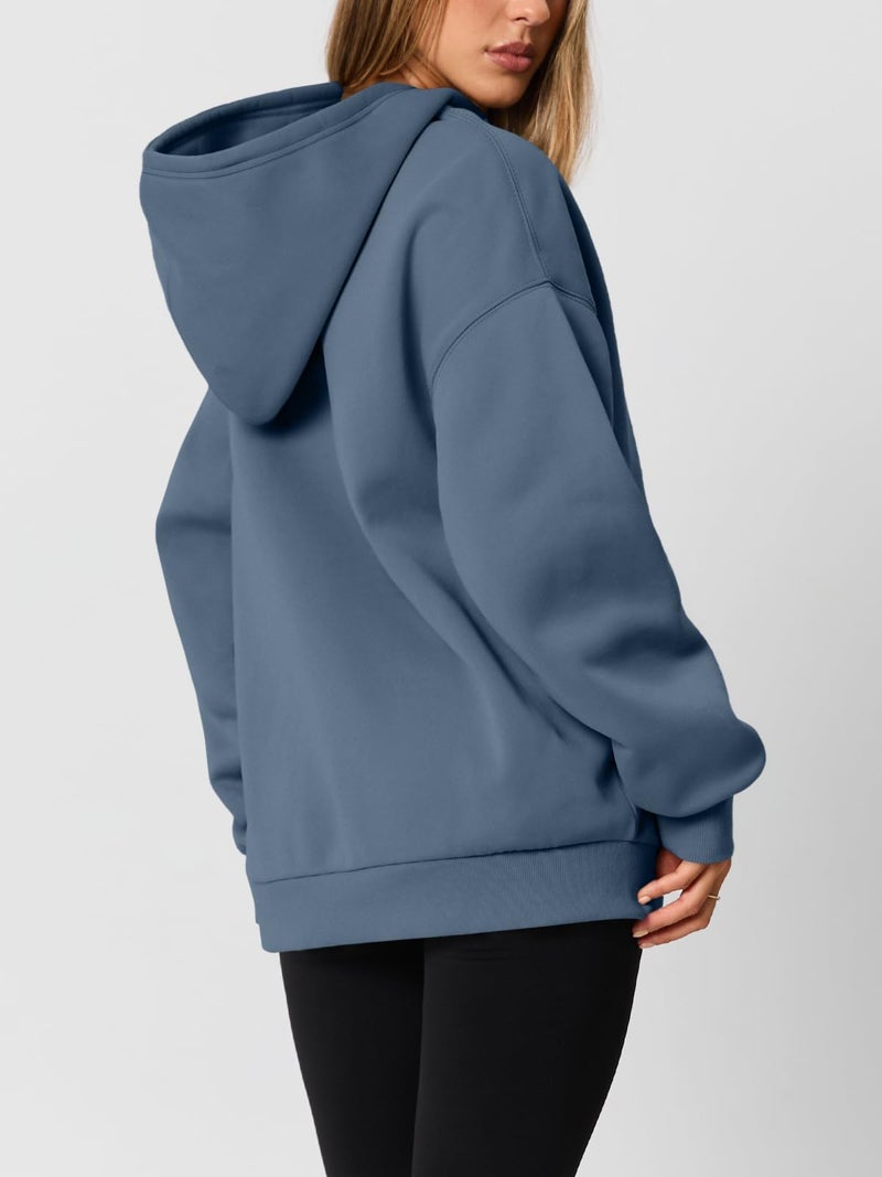 AUTOMET Womens Oversized Hoodies Fleece Trendy Sweatshirts 2026 Pullover Grey Blue L - Image 4