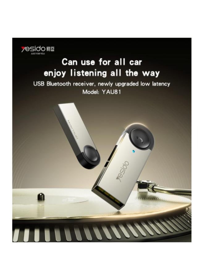 Yesido - YAU81 Zinc Alloy Low Latency 8meter Stable Transmission Built-in Microphone Car Bluetooth Receiver - Image 1