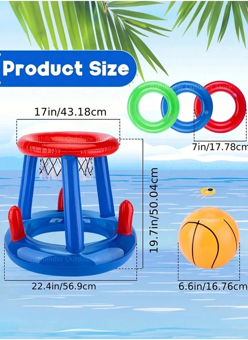 null - Inflatable Swimming Pool Basketball Set – Full set includes basketball and all necessary accessories for play. Helps promote physical activity and fun interaction. - Image 1
