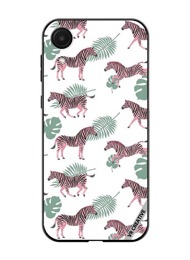 VR CREATIVE Protective Case Cover For Samsung Galaxy A03 Core Vector Zebra And Palm Leaves Isolated On White Design Multicolour - Image 1